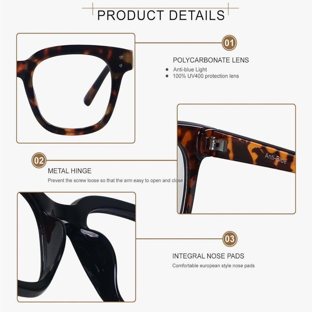 2x Black and Tortoise Shell Blue Light Glasses - Picture 2 of 5